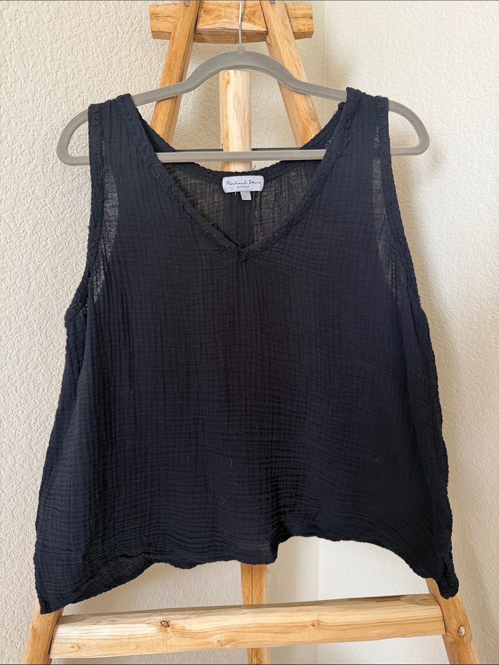 Michael Stars Black Gauze V-Neck Tank
